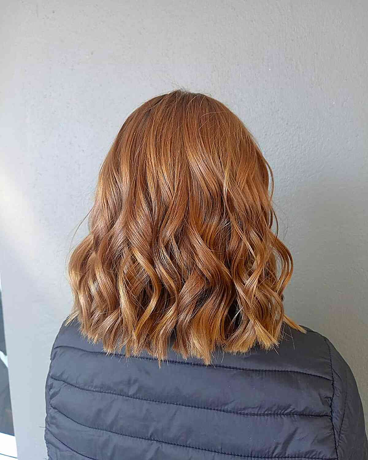 Textured Wavy Lob with Rich Copper Tones