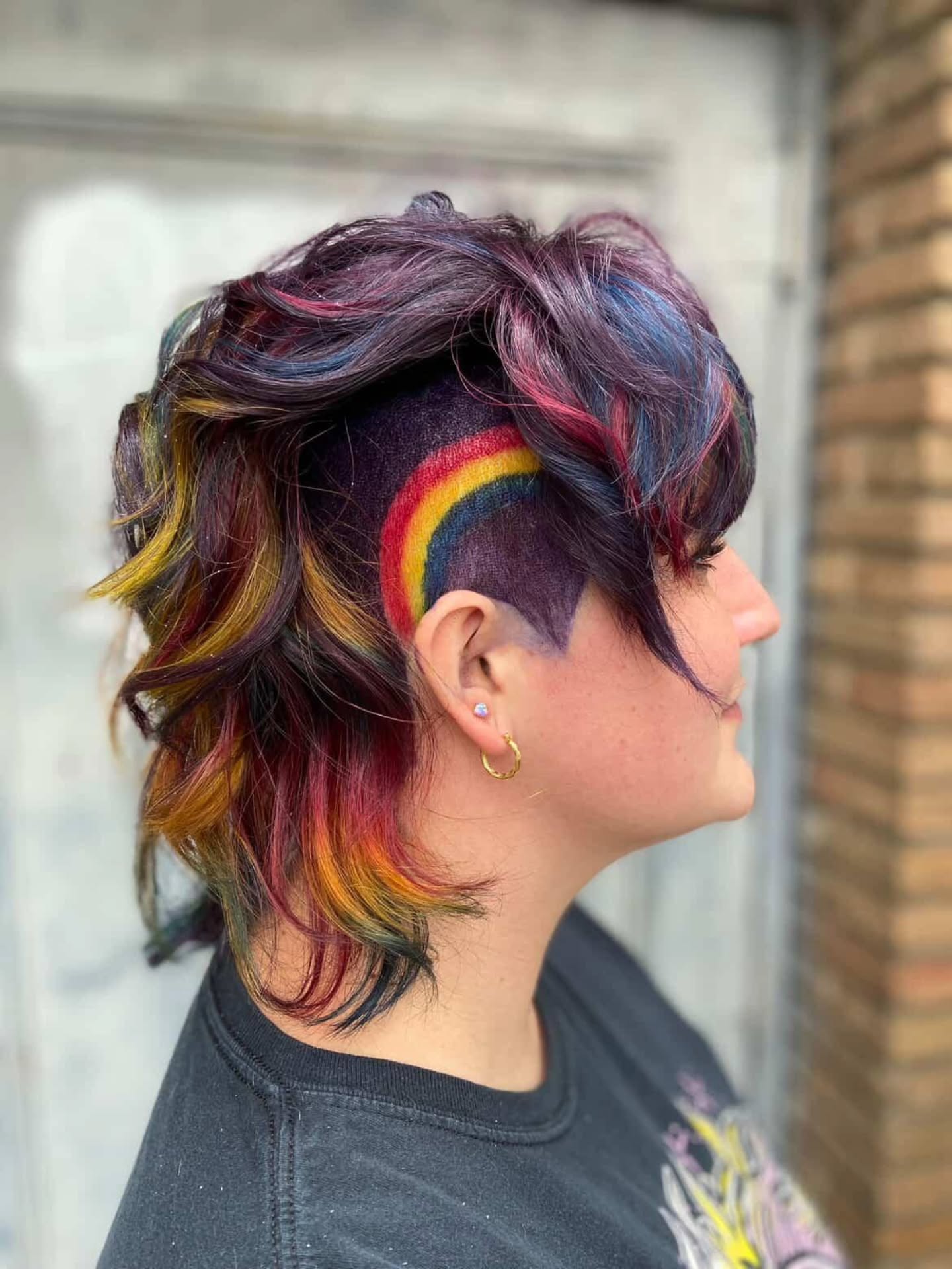 Vivid Rainbow Undercut with Textured Waves