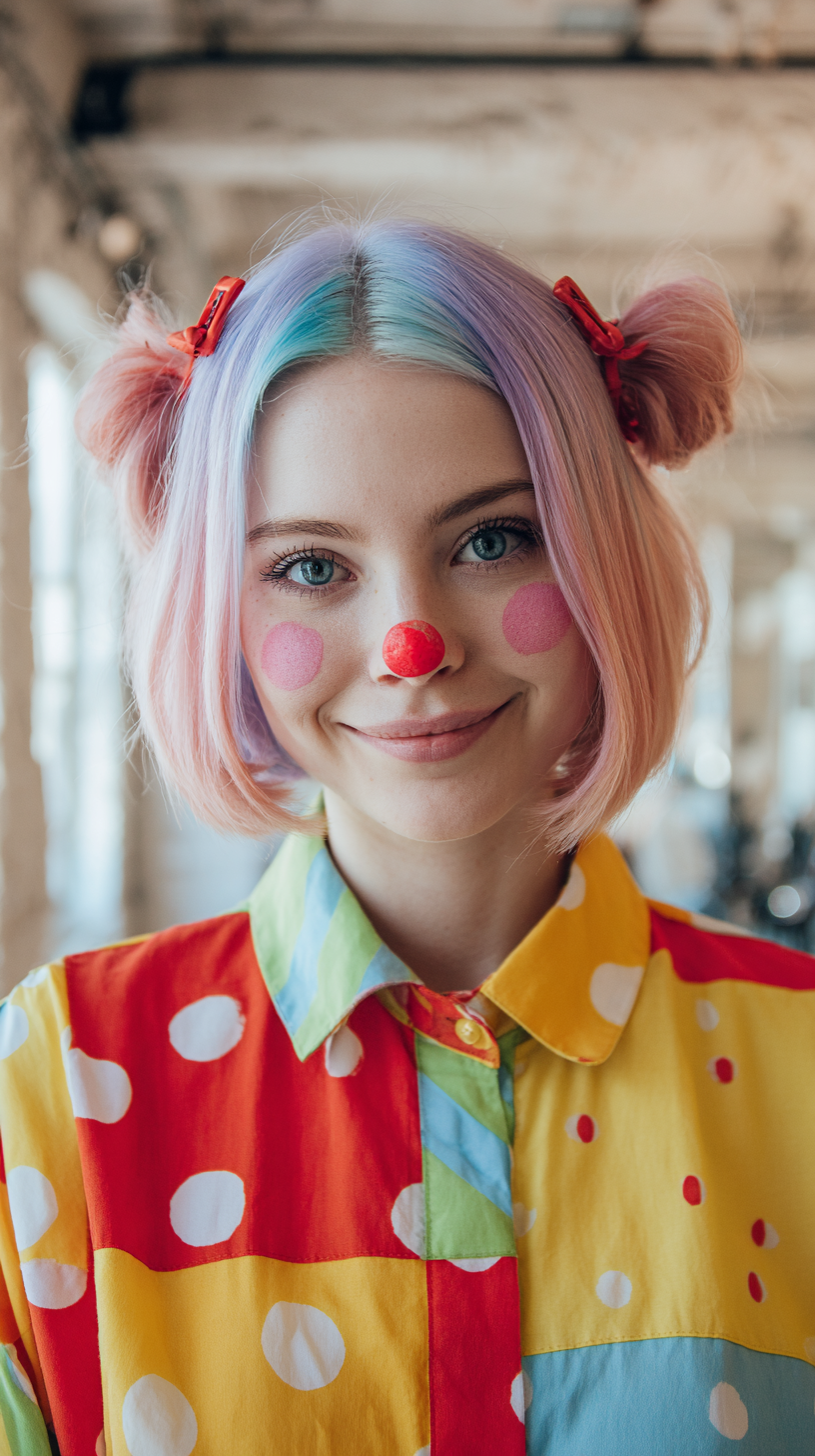 Whimsical Pastel Lob with Playful Buns