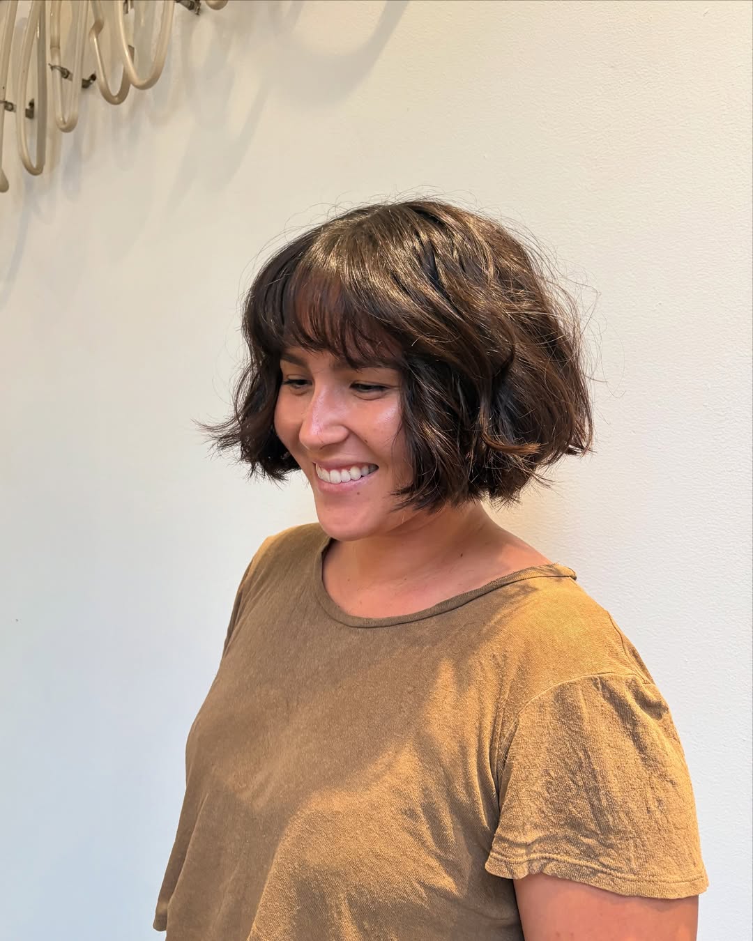 Bouncy Chestnut Bob with Natural Waves