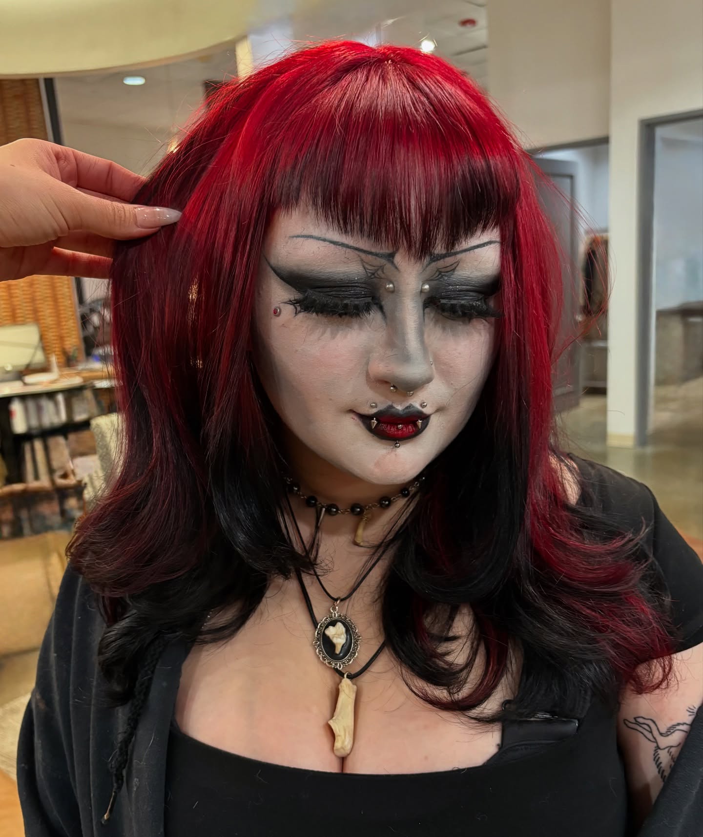 Bright Crimson Shade with Contrasting Black Underlayer