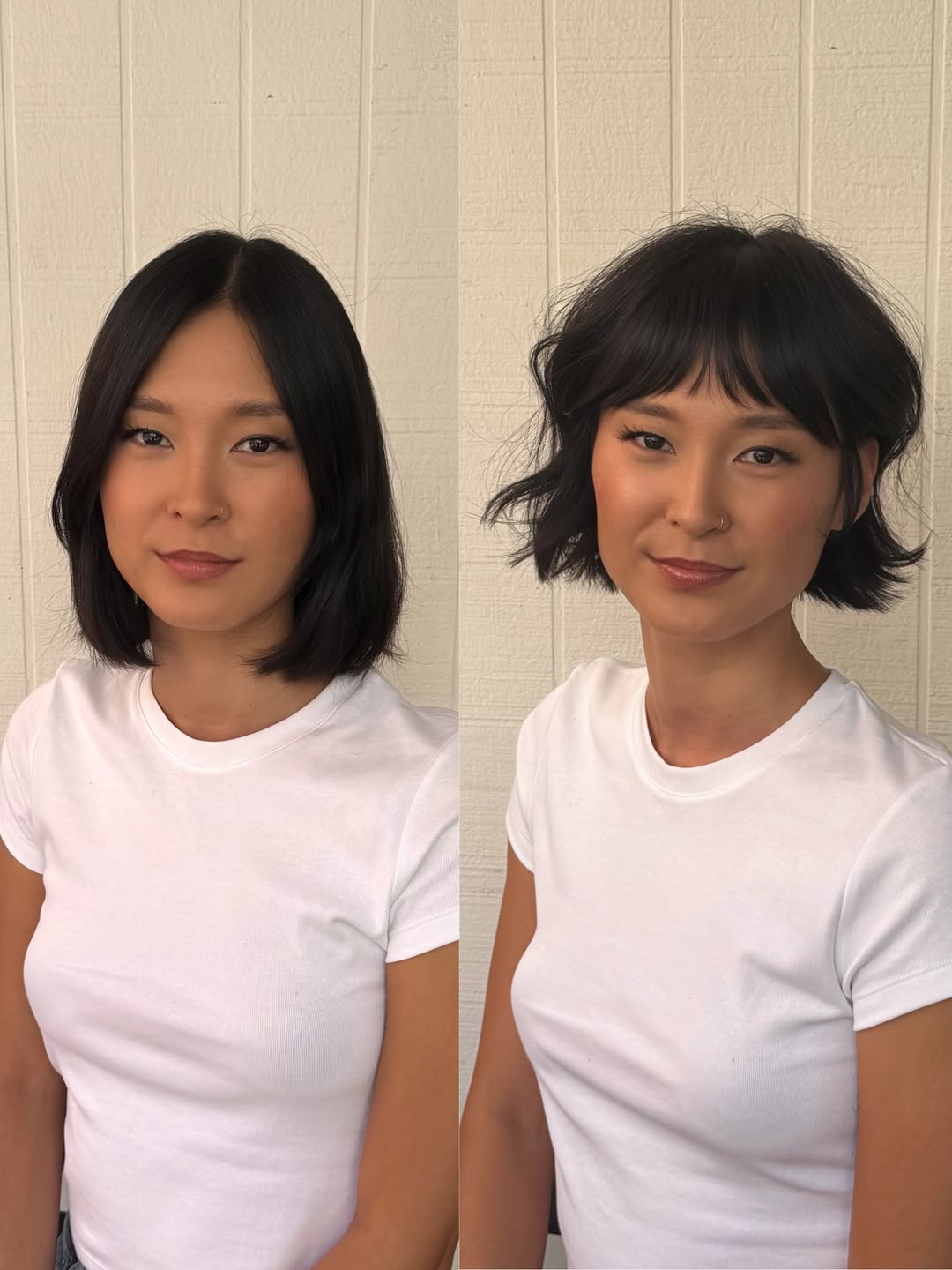 Chic Ebony Bob with Soft Waves and Textured Ends