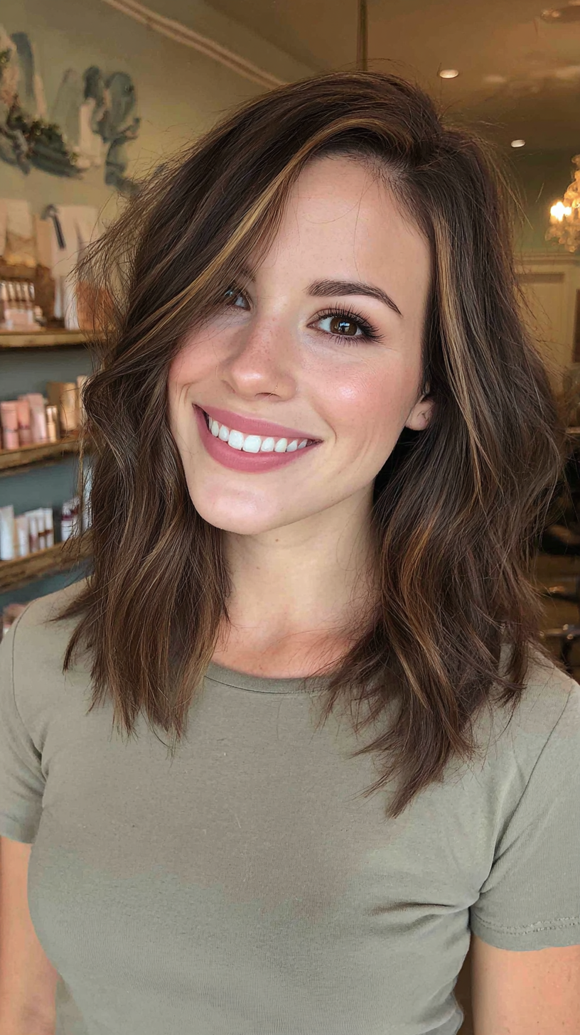 Chic Layered Long Bob with Face-Framing Highlights