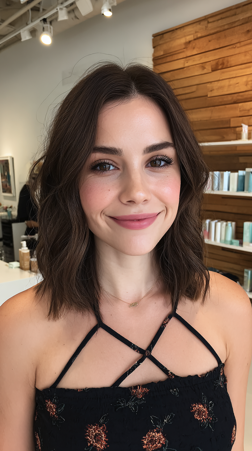 Chic Layered Long Bob with Soft Waves