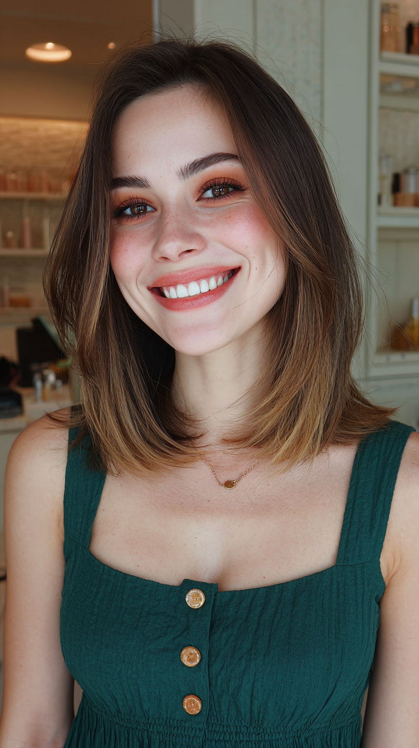 Chic Layered Long Bob with Subtle Ombre Effect
