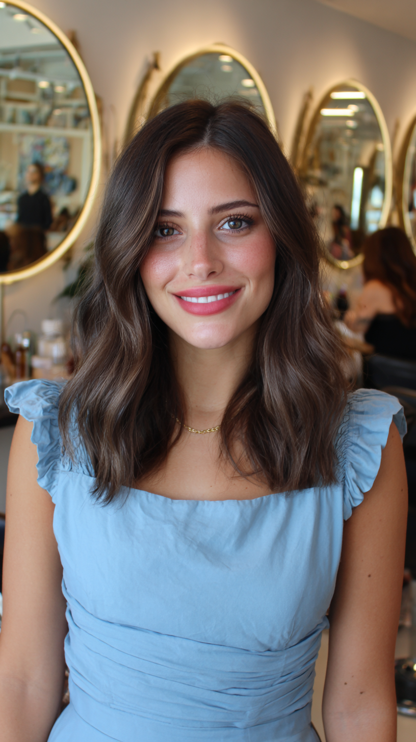Chic Mid-Length Wavy Cut with Soft Volume