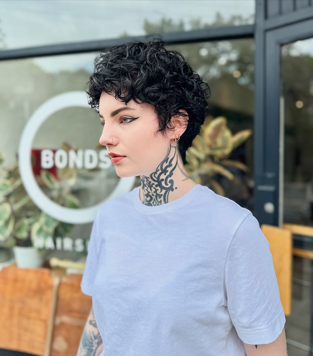 Chic Sculpted Curly Pixie Cut