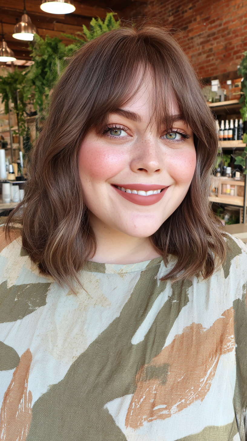 Chic Textured Lob with Soft Bangs