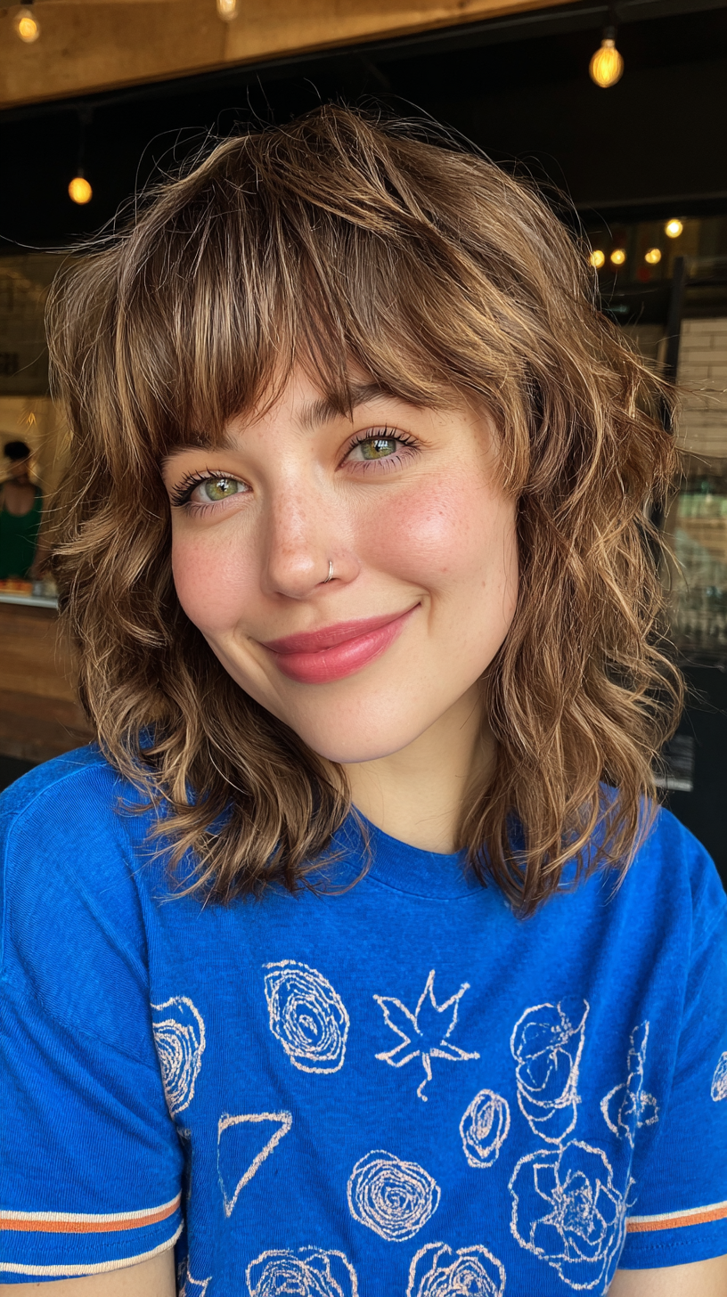 Chic Textured Lob with Soft Fringe