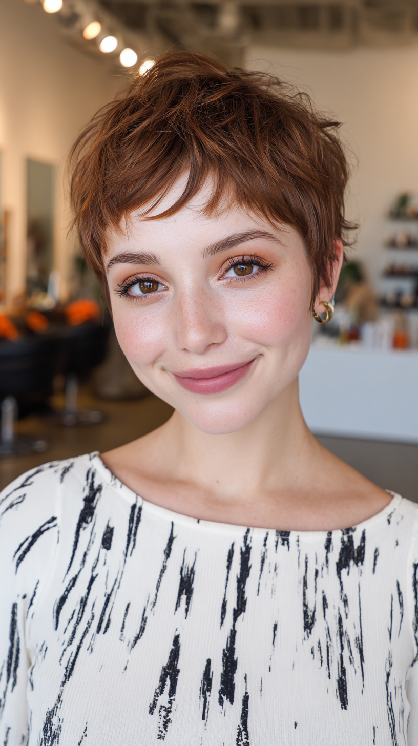 Chic Textured Pixie Cut with Soft Bangs