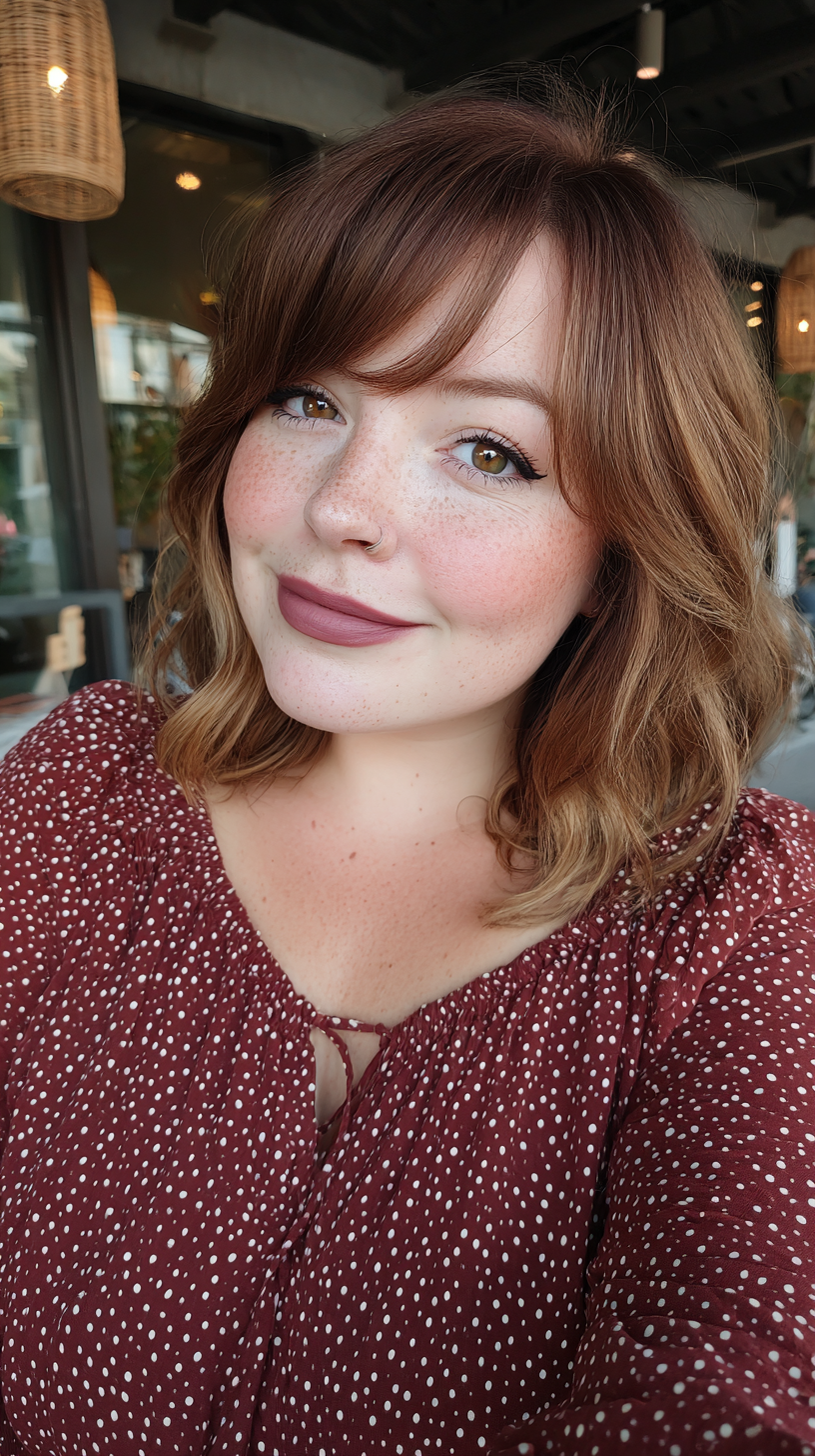 Chic Wavy Bob with Soft Bangs for Added Volume