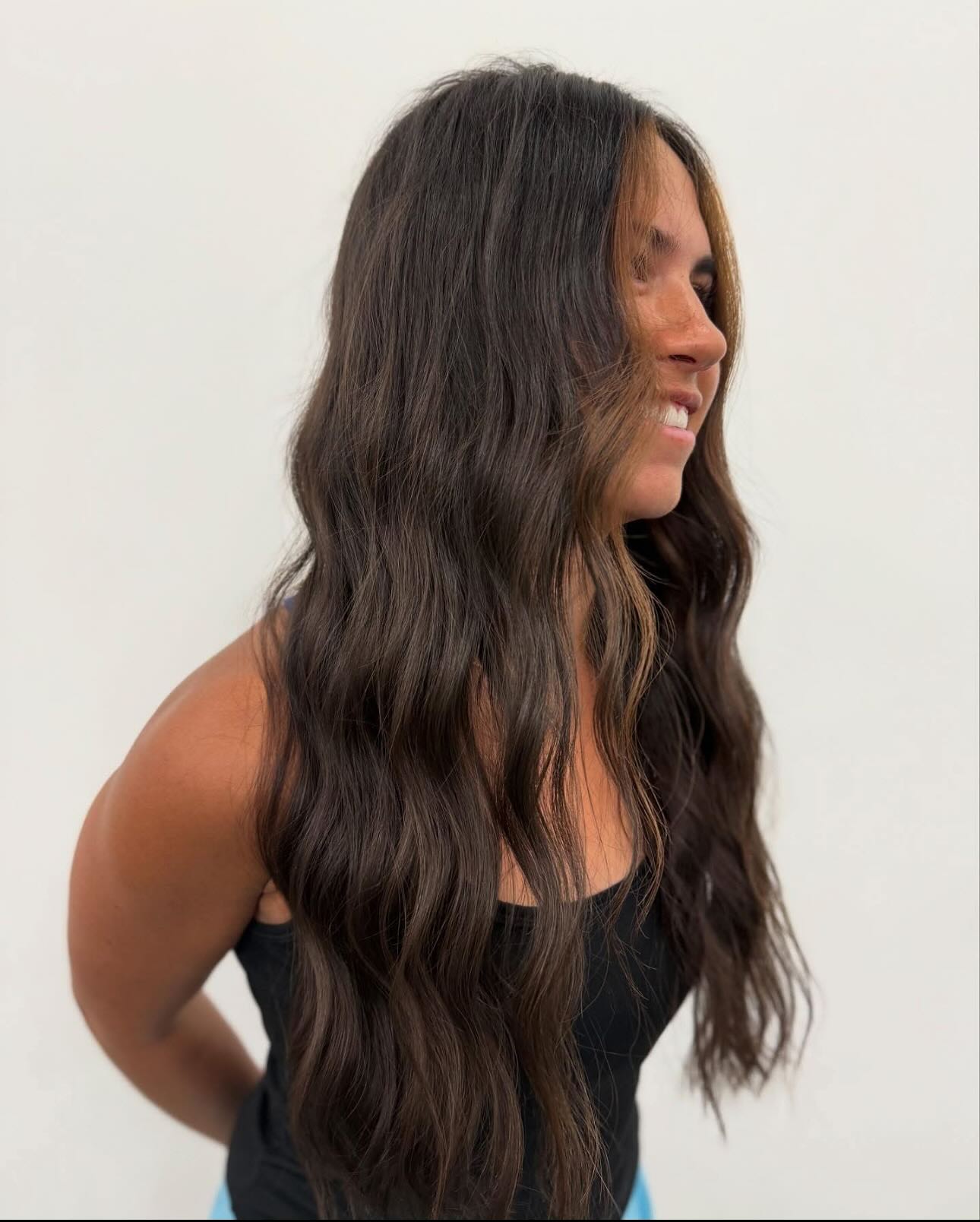 Dark Chestnut Waves with Subtle Highlights