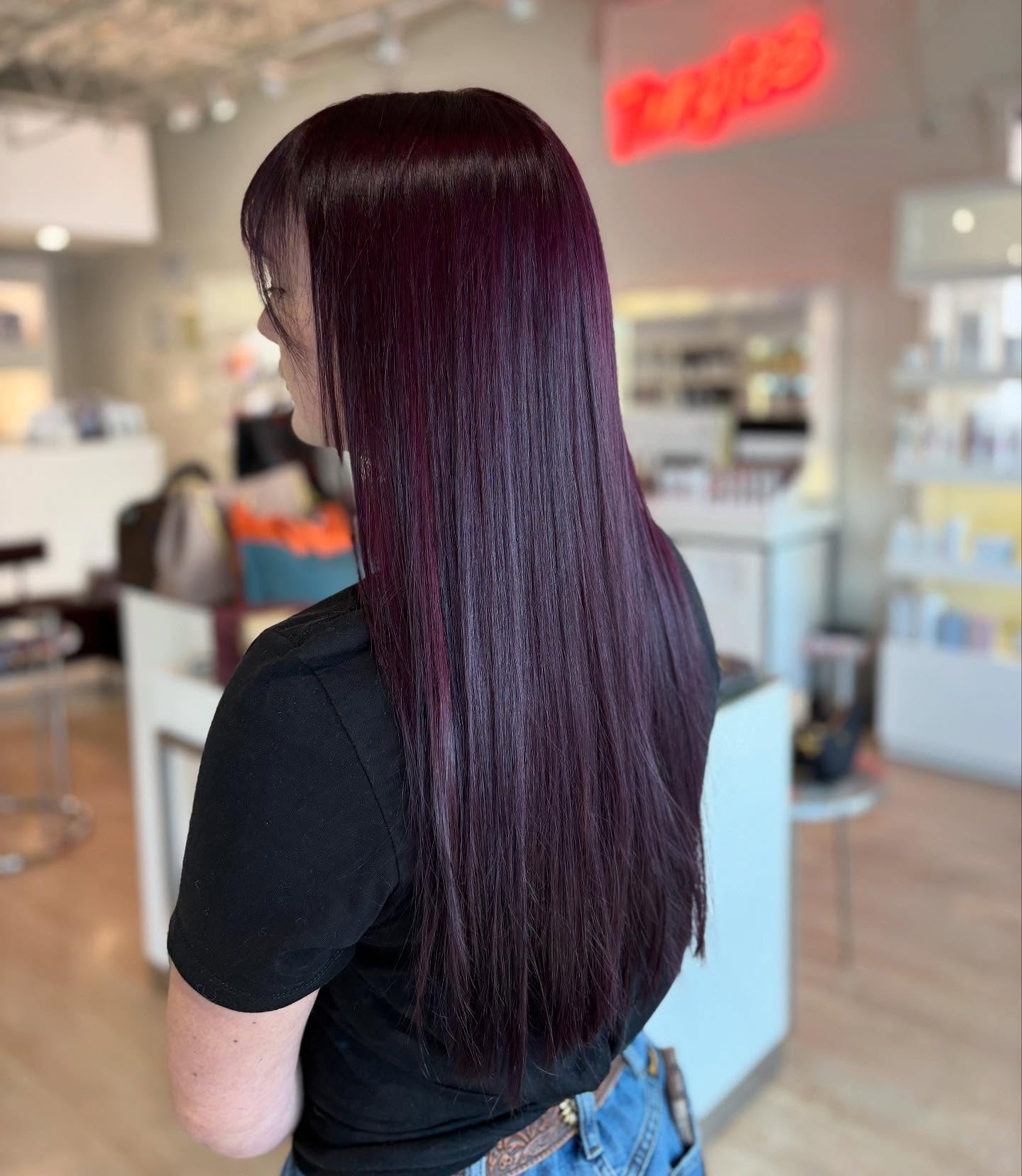 Deep Burgundy Silk Straight Hair