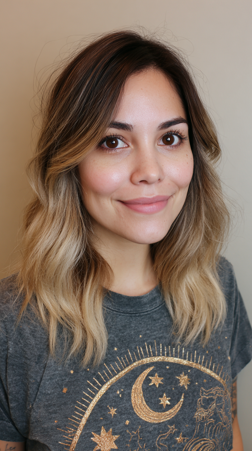Effortlessly Textured Wavy Cut with Luminous Highlights