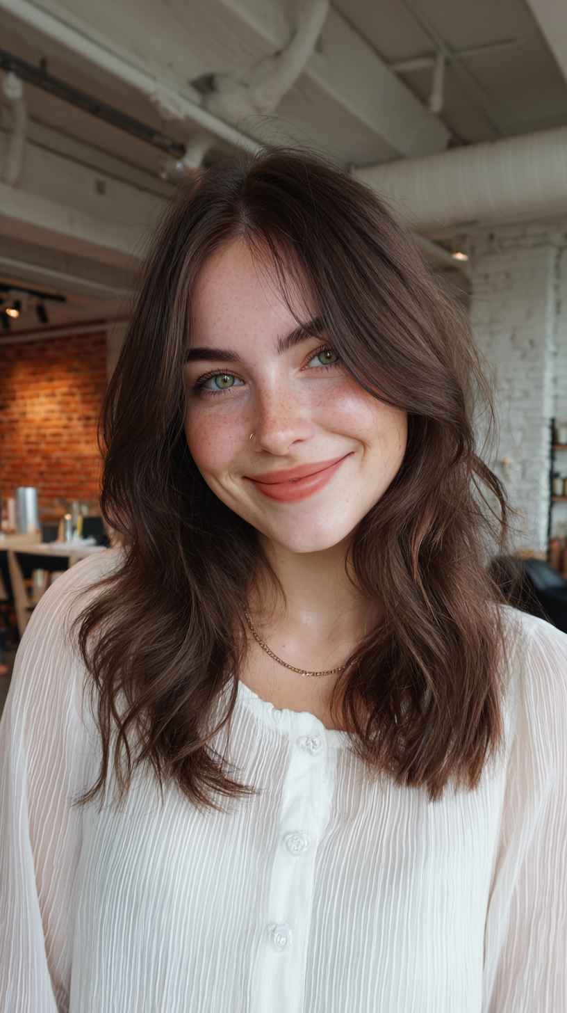 Effortlessly Wavy Mid-Length Cut with Natural Texture