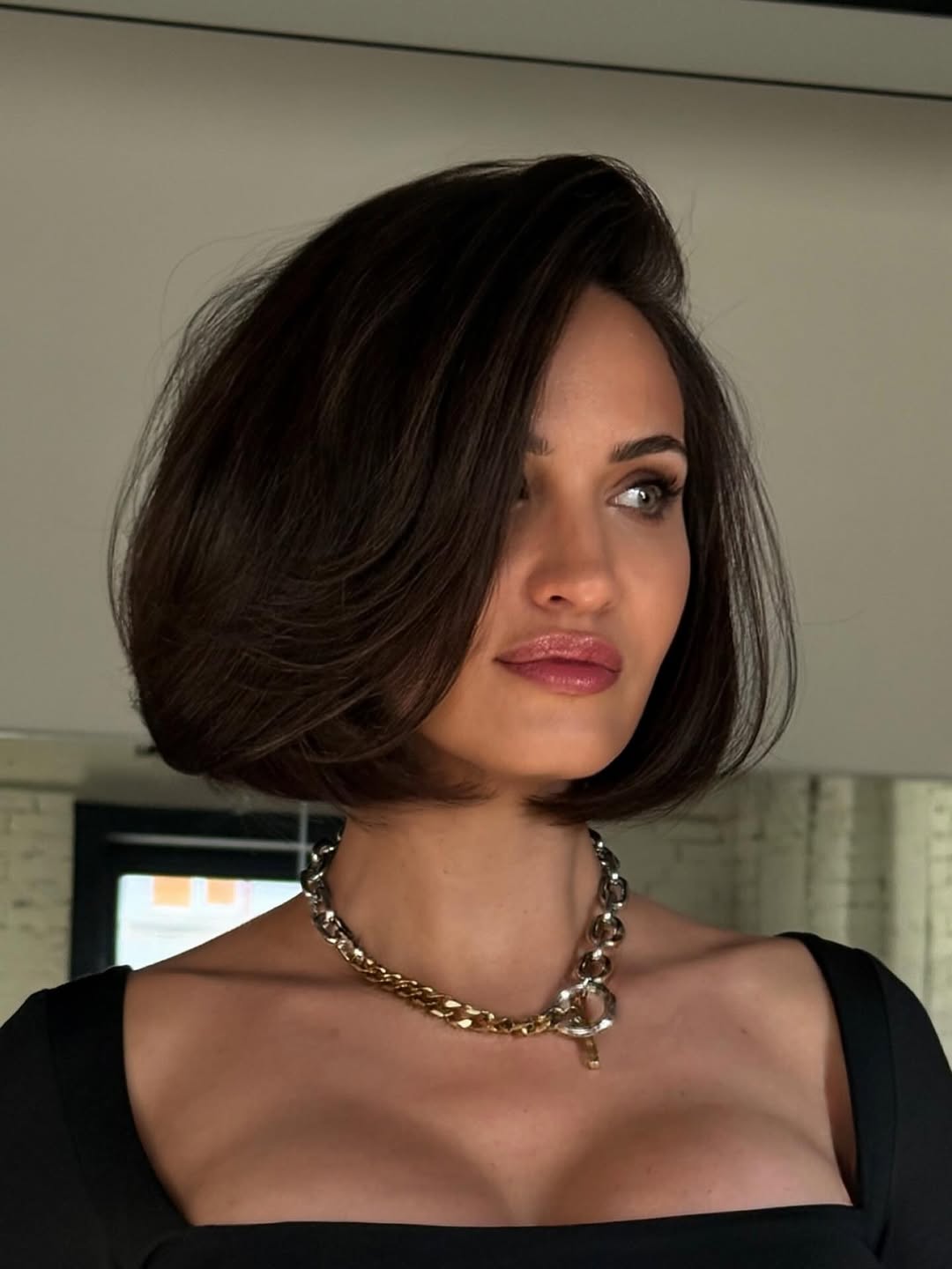 Elegant Espresso Voluminous Bob with Undercut