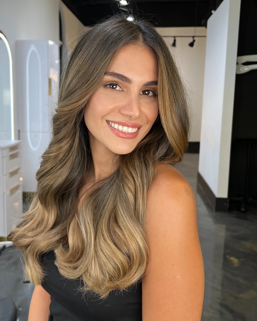 Glossy Sunset Balayage on Soft Waves