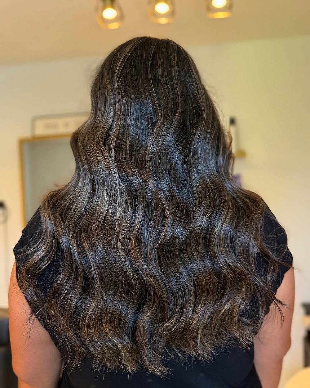 Rich Dark Chocolate Long Waves with Luminous Highlights