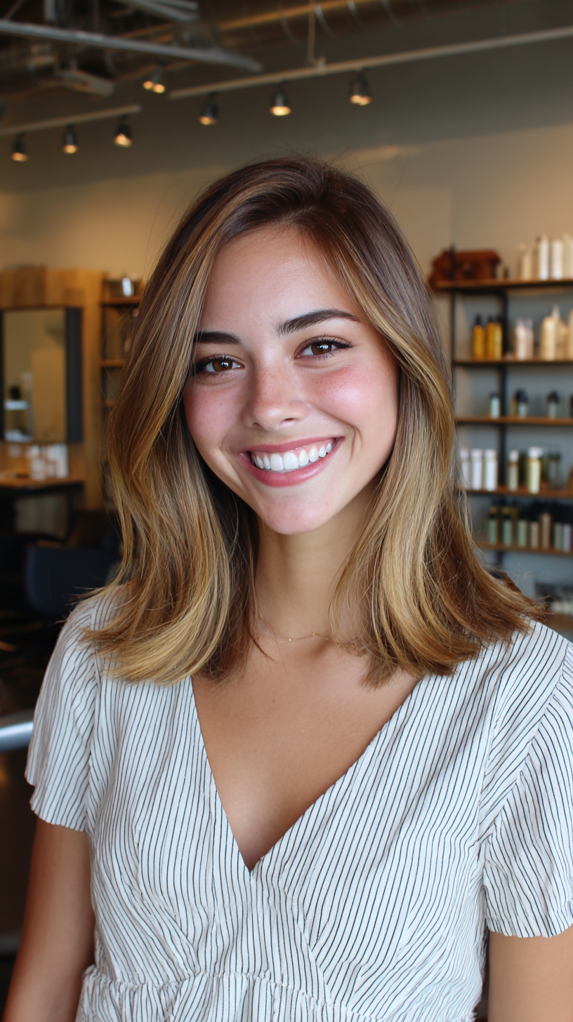 Softly Layered Long Bob with Natural Highlights