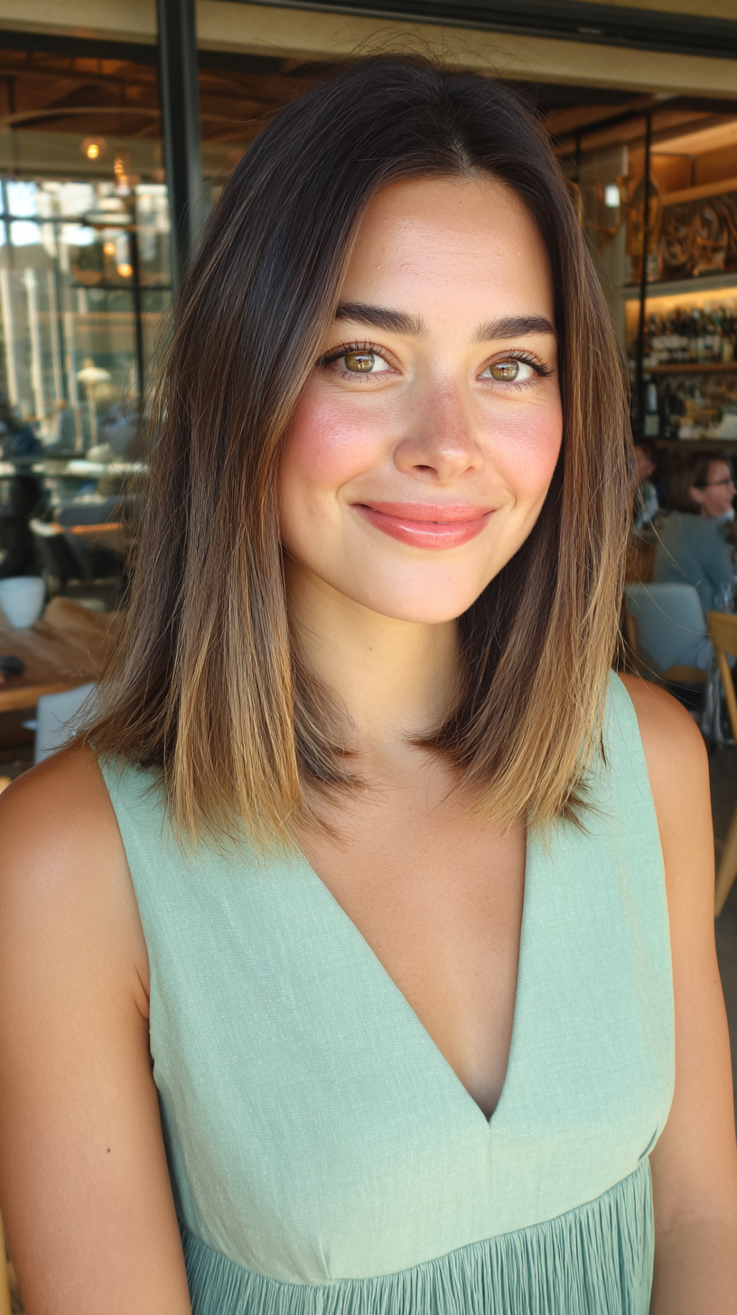 Softly Layered Long Bob with Sun-Kissed Ends