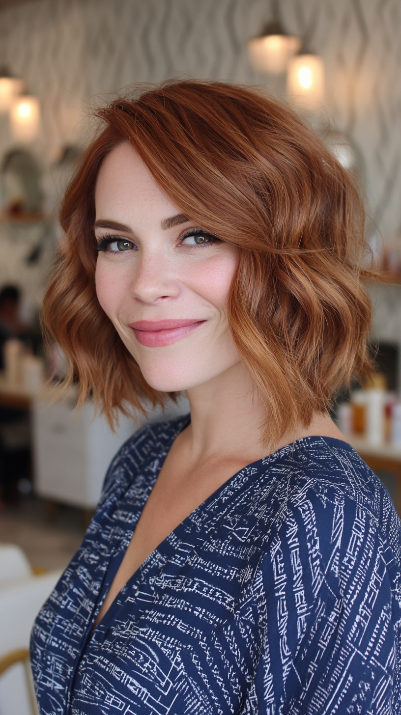 Textured Copper Waves for a Round Face