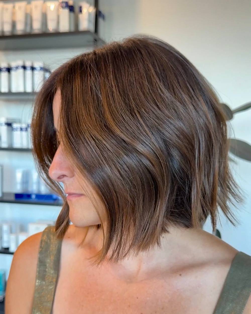 Textured Dark Chocolate Bob with Subtle Highlights