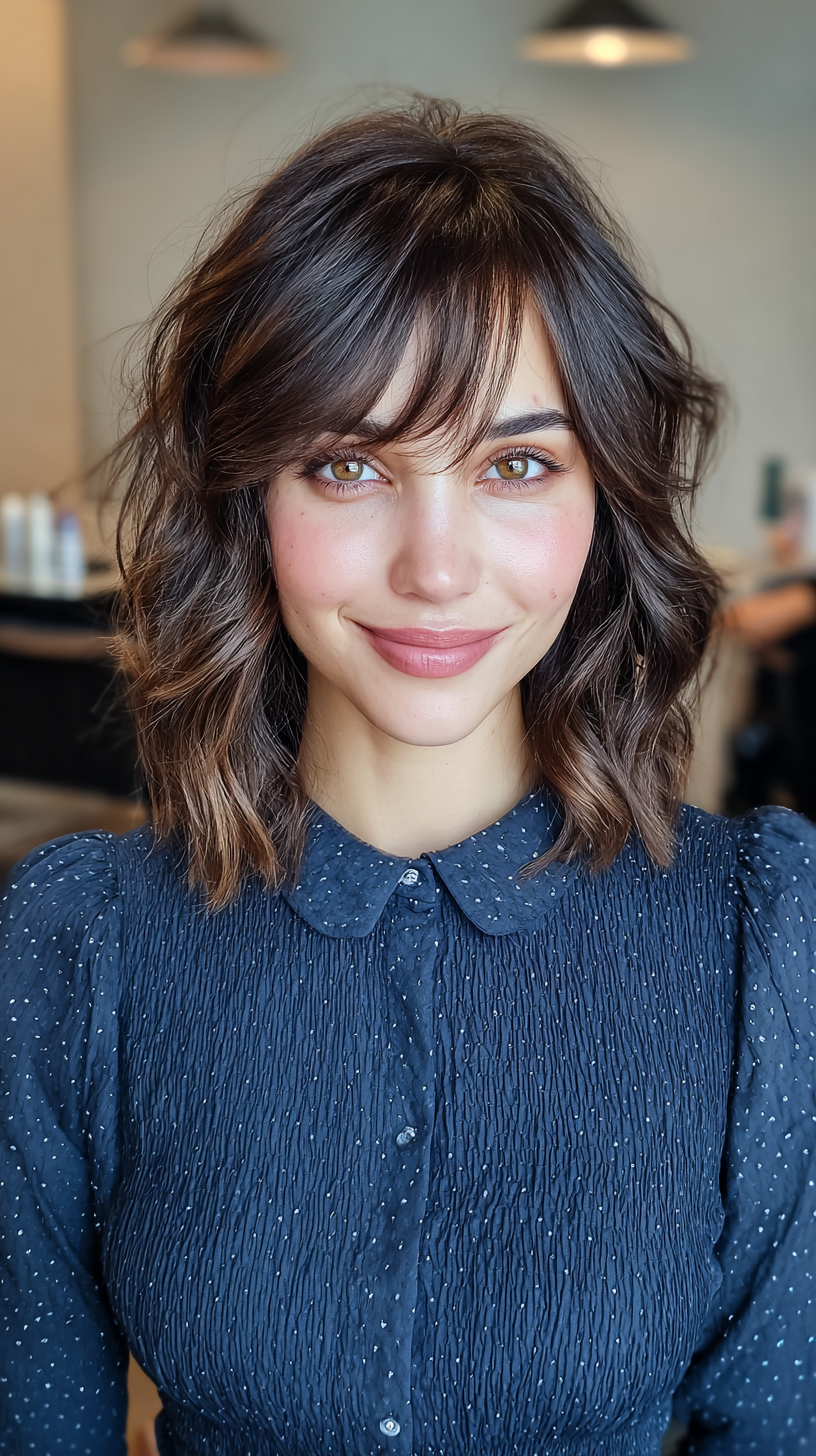 Textured Layered Bob with Face-Framing Bangs