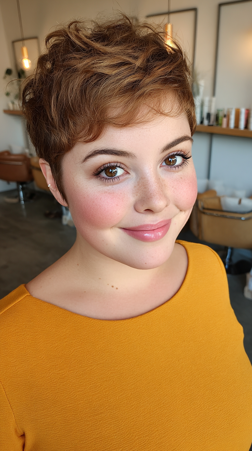 Textured Pixie Cut with Soft Volume for Round Faces