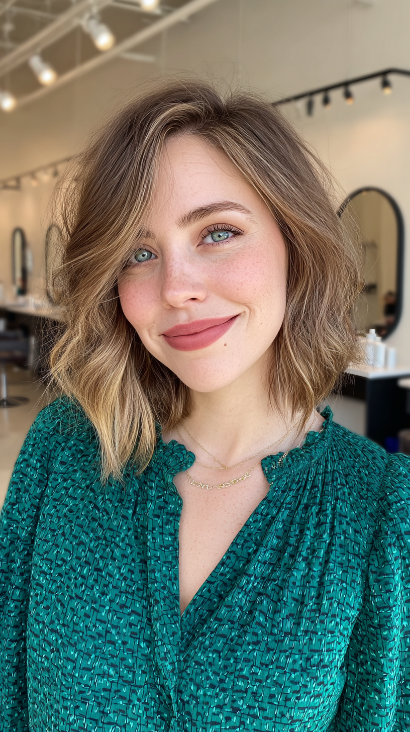 Textured Wavy Lob with Soft Layers