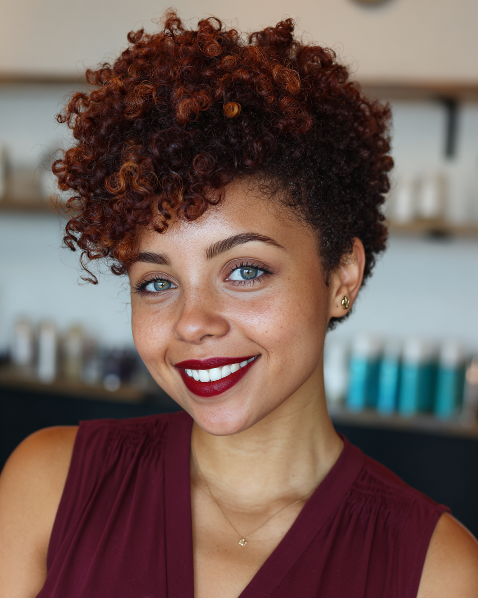 Chic Curly Crop with Warm Highlights