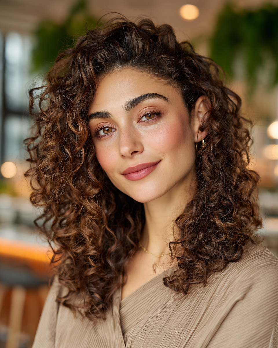 Chic Defined Curly Hair with Soft Volume