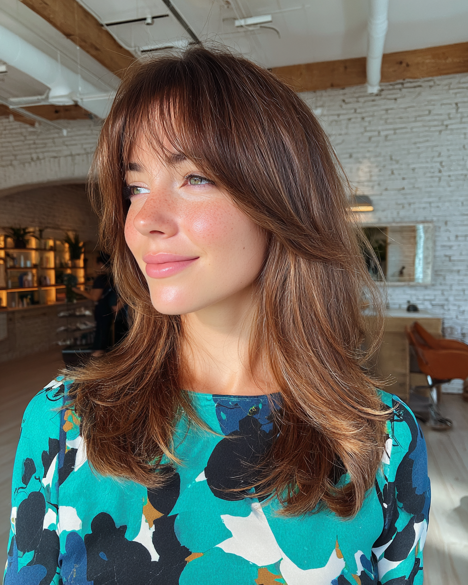 Chic Layered Cut with Soft Curtain Bangs