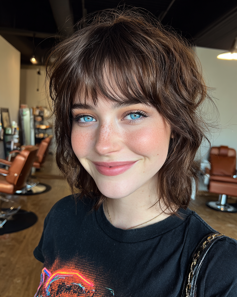 Chic Textured Shag with Soft Bangs