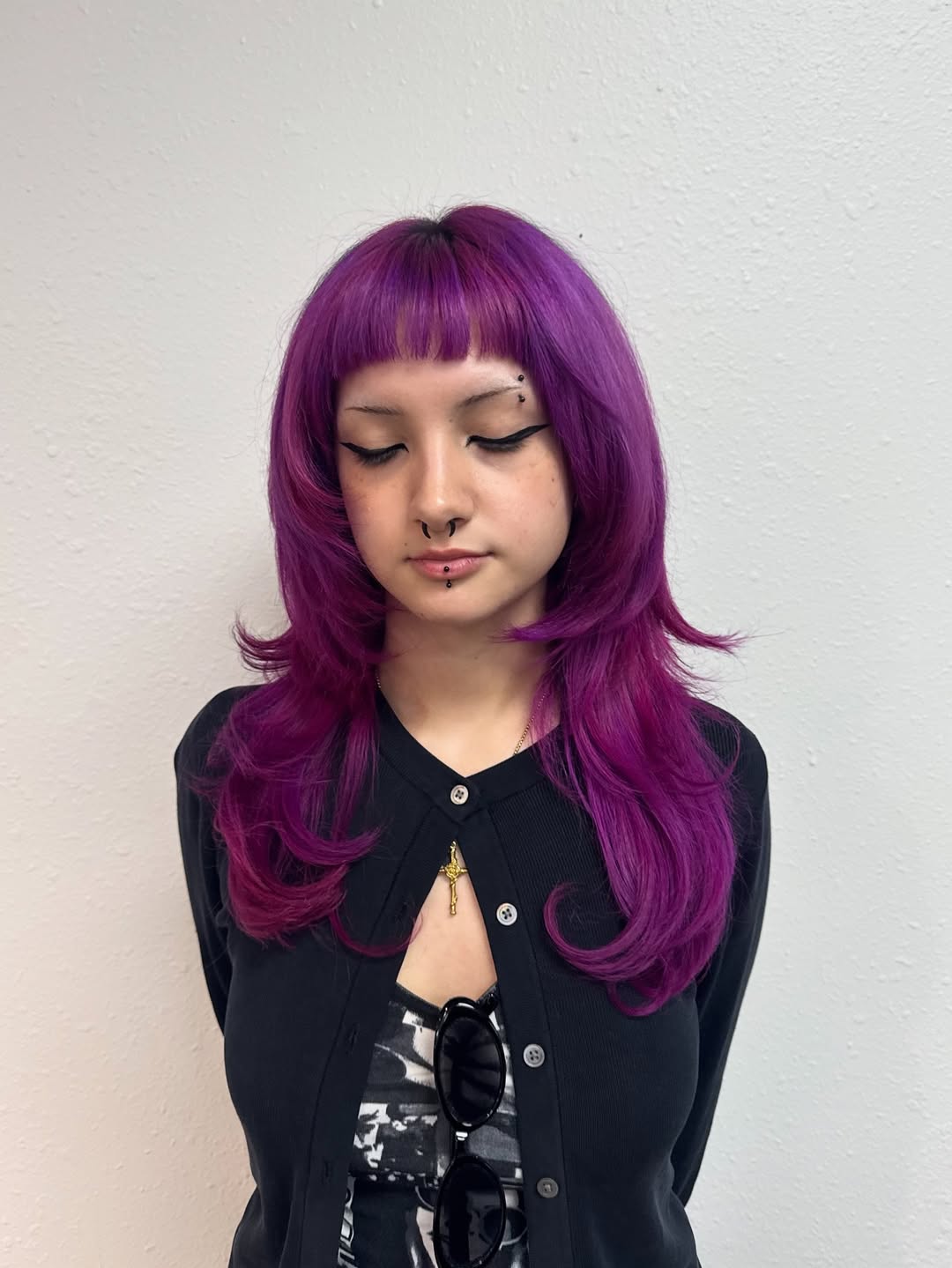 Deep-Purple Bob with Soft Bangs