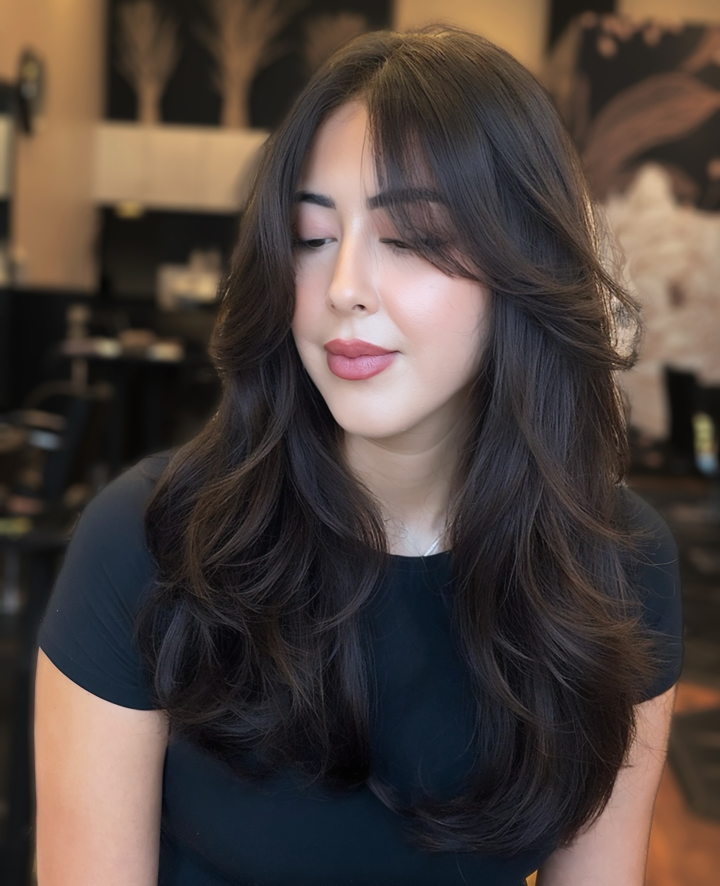 Elegant Midnight Blue Feathered Layers