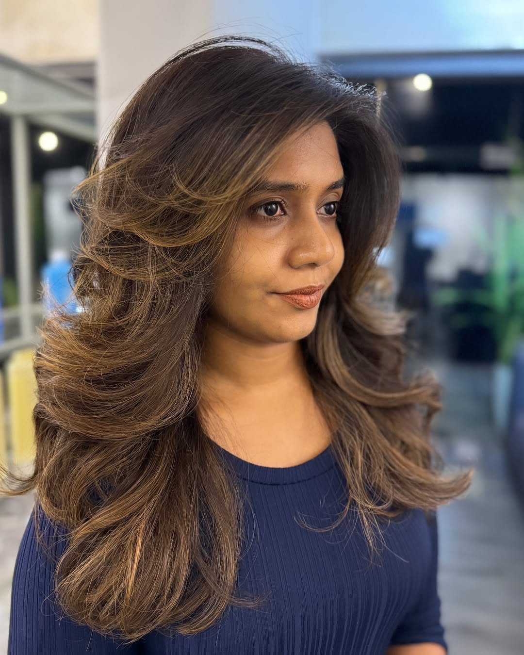 Flowing Chestnut Waves with Soft Highlights