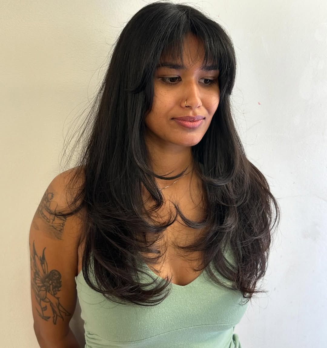 Flowing Midnight Layers with Subtle Balayage