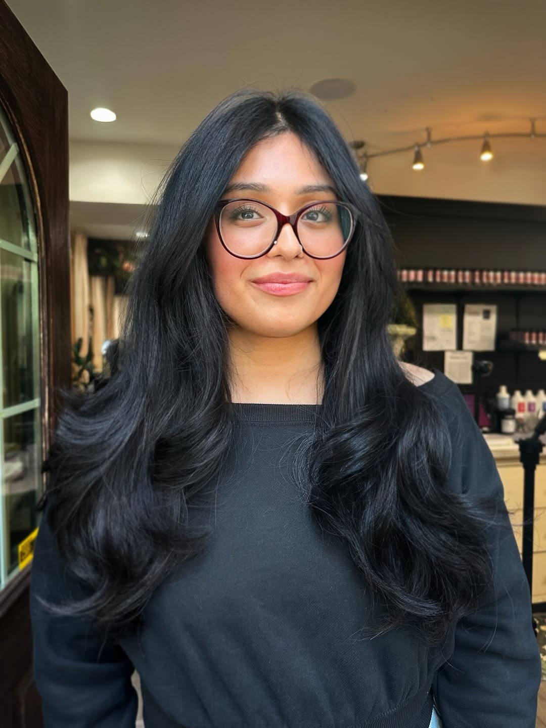 Glossy Midnight Blue Waves with Delicate Framing