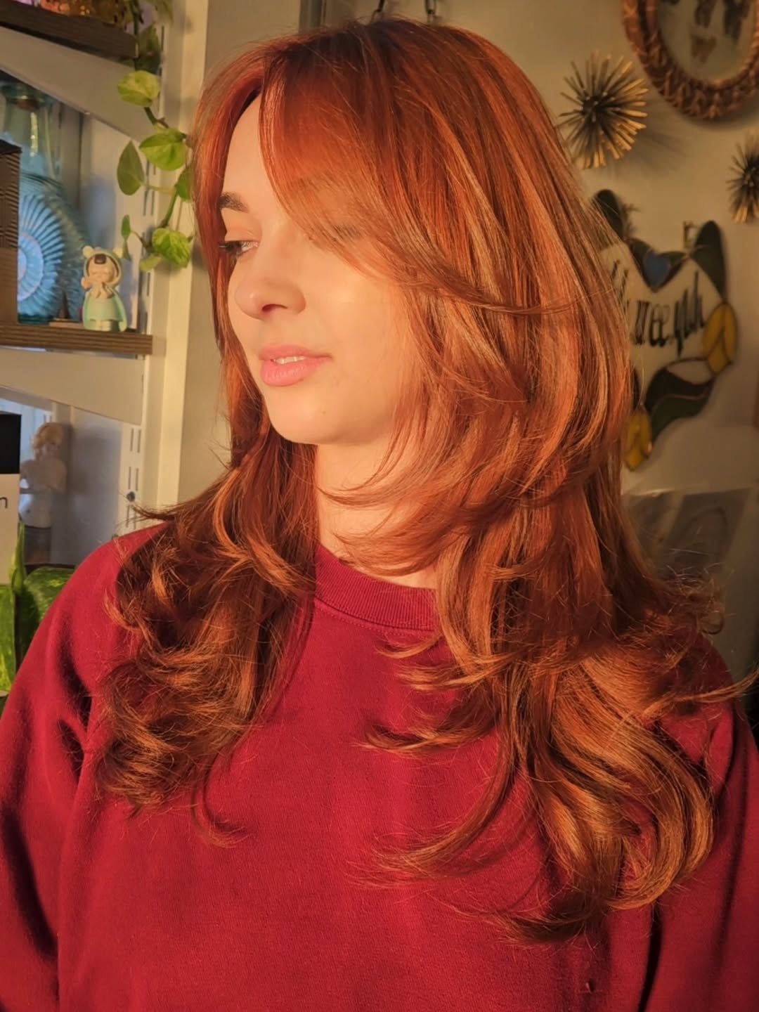Rich Auburn Waves with Soft Feathered Layers