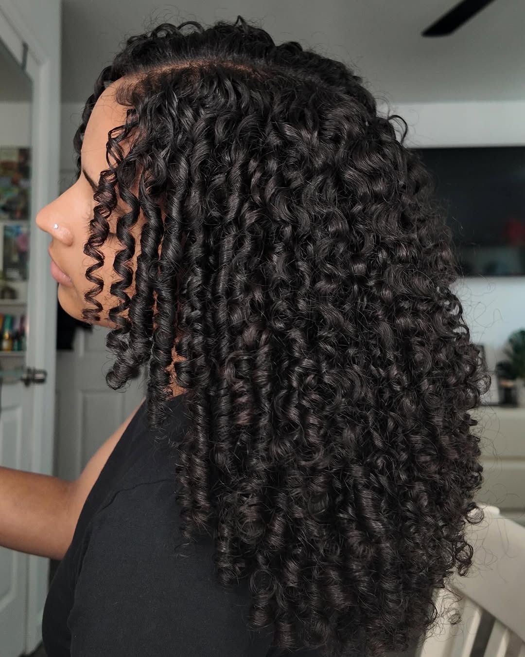 Richly Textured Long Spiral Curls