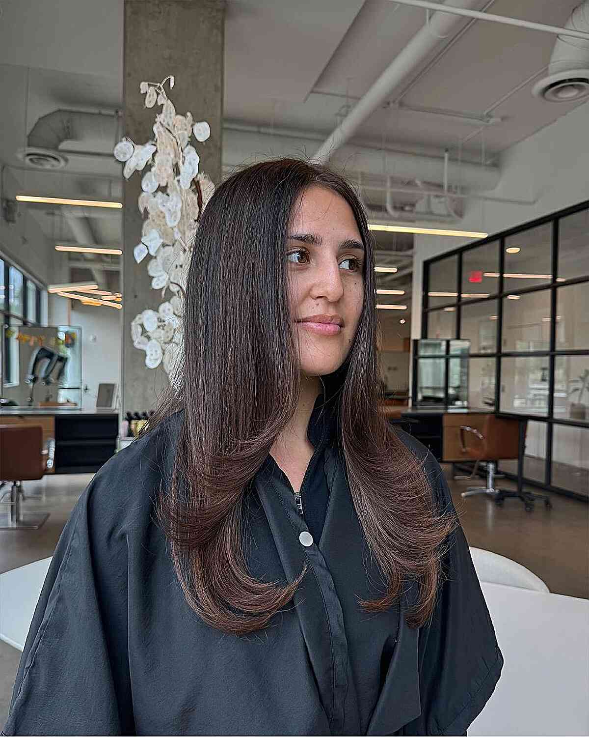 Sleek Feathered Long Hair with Subtle Layers