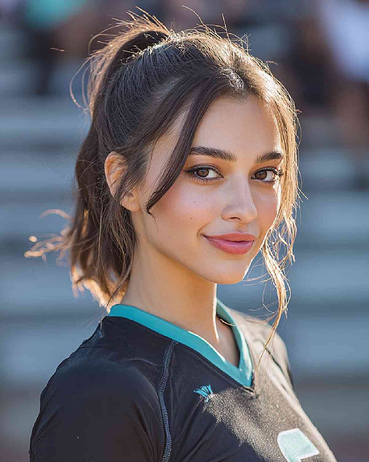 Sporty Half-Up Ponytail with Soft Waves