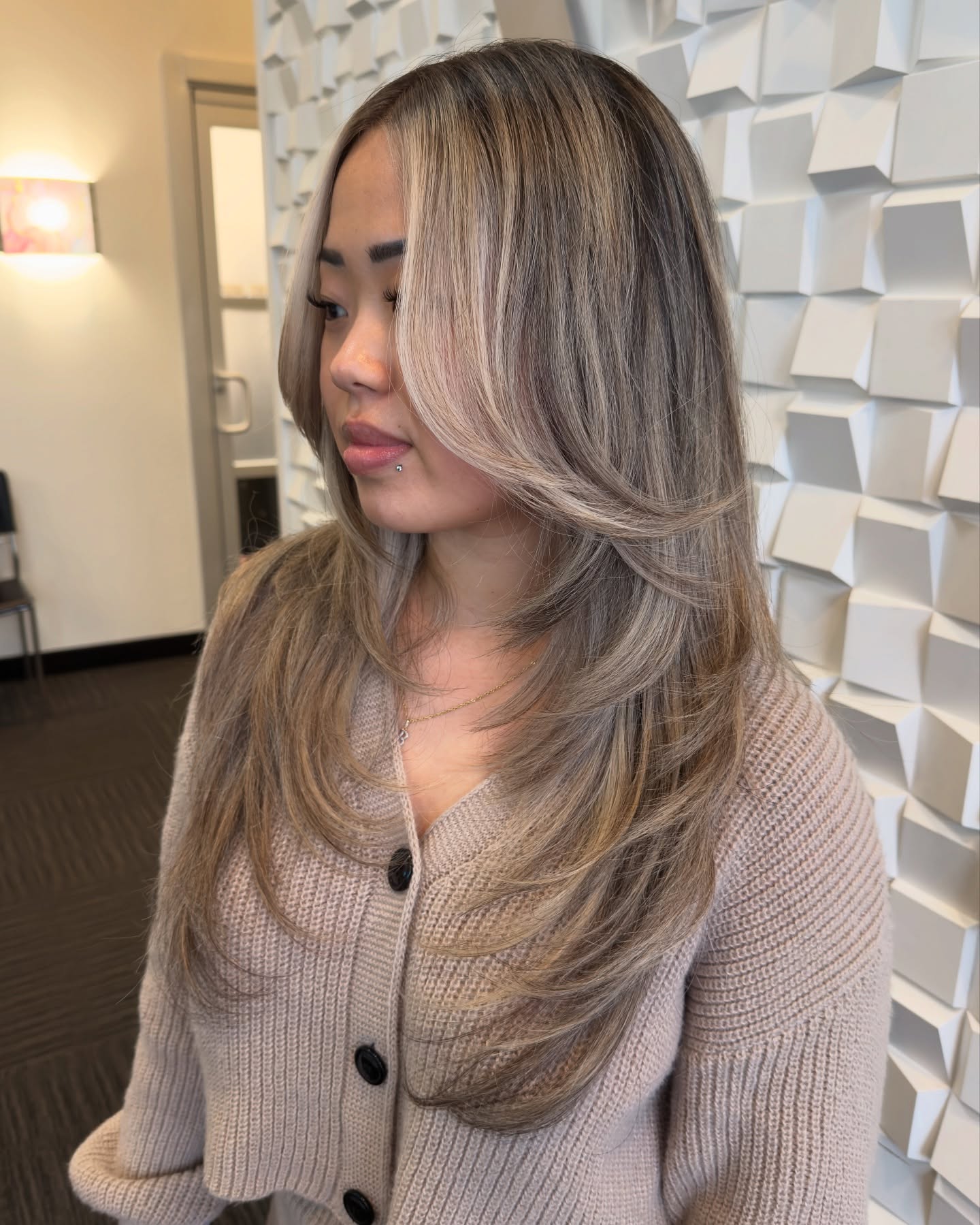Subtle Ash Blonde Balayage with Soft Waves