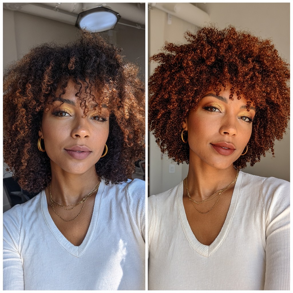 Vibrant Auburn Tapered Curly Fro