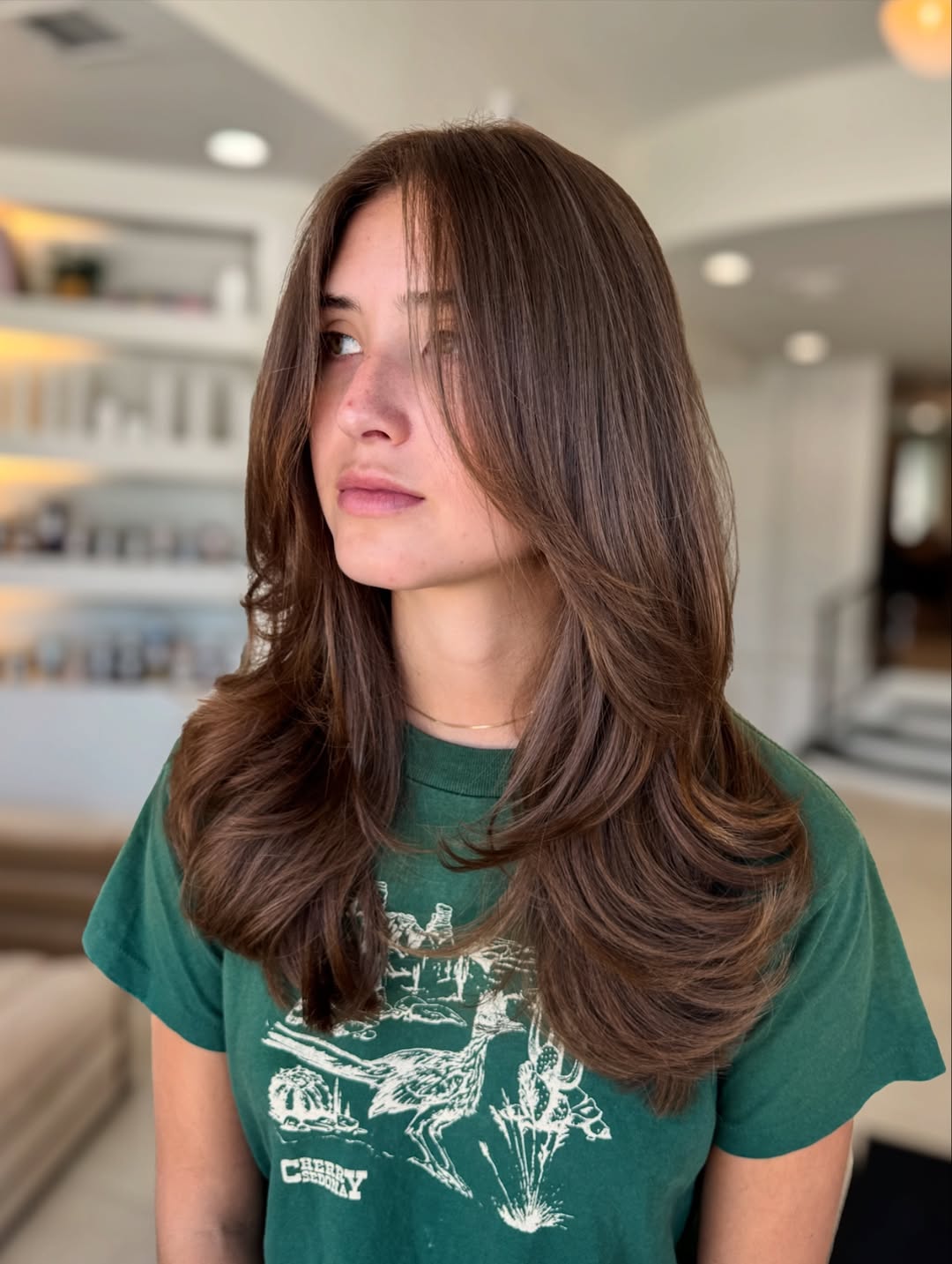 Warm Chestnut Layers with Soft Feathered Ends