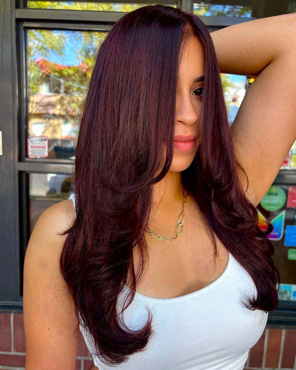 Elegant Cherry Chocolate Long Layers with Soft Movement