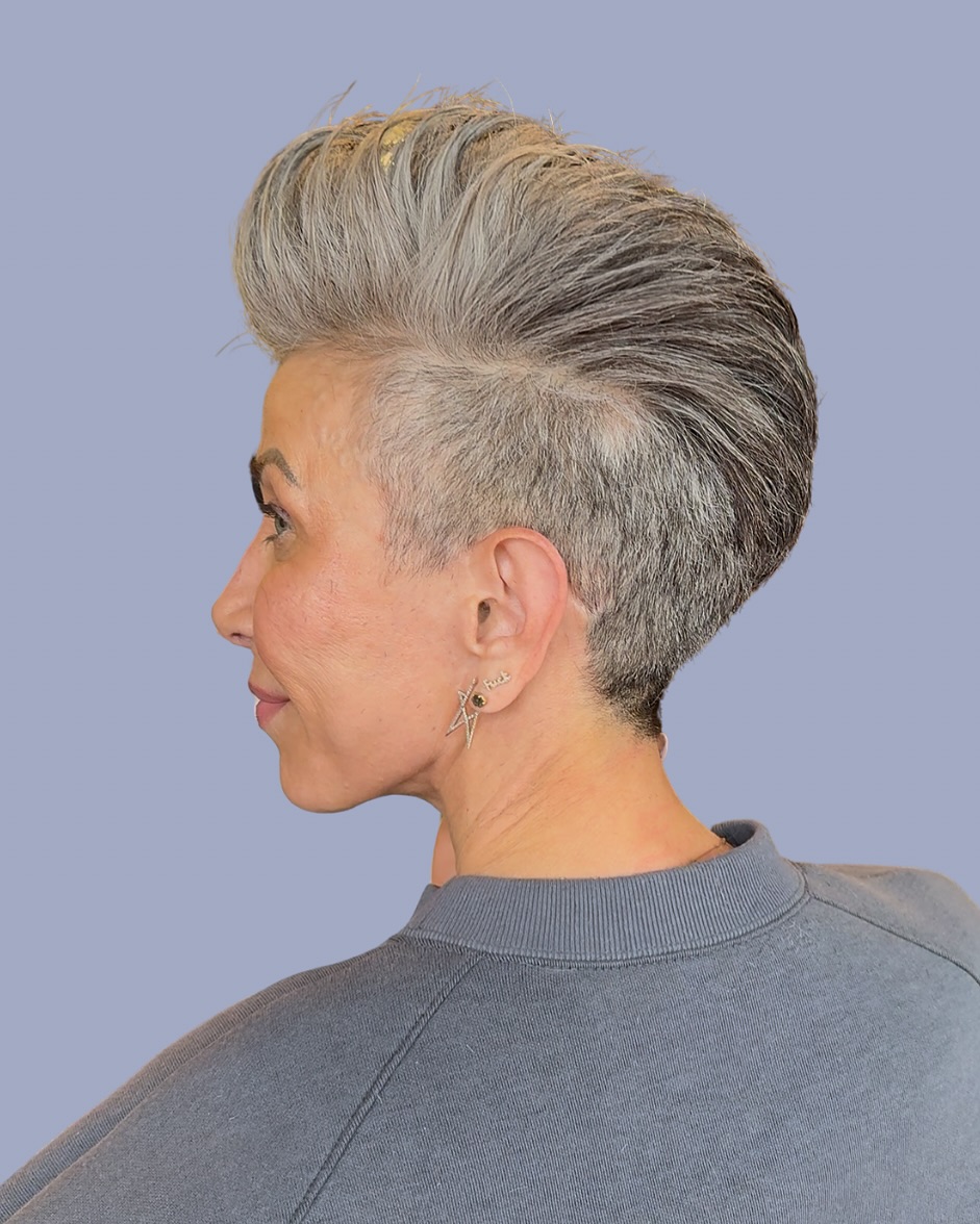 Elegant Silver Voluminous Tapered Pixie