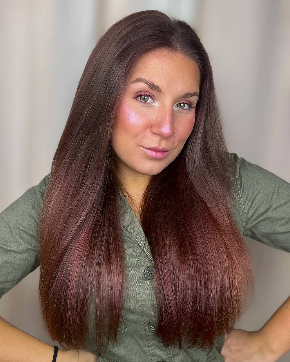 Sleek Cherry-Chocolate Shine with Smooth Layers