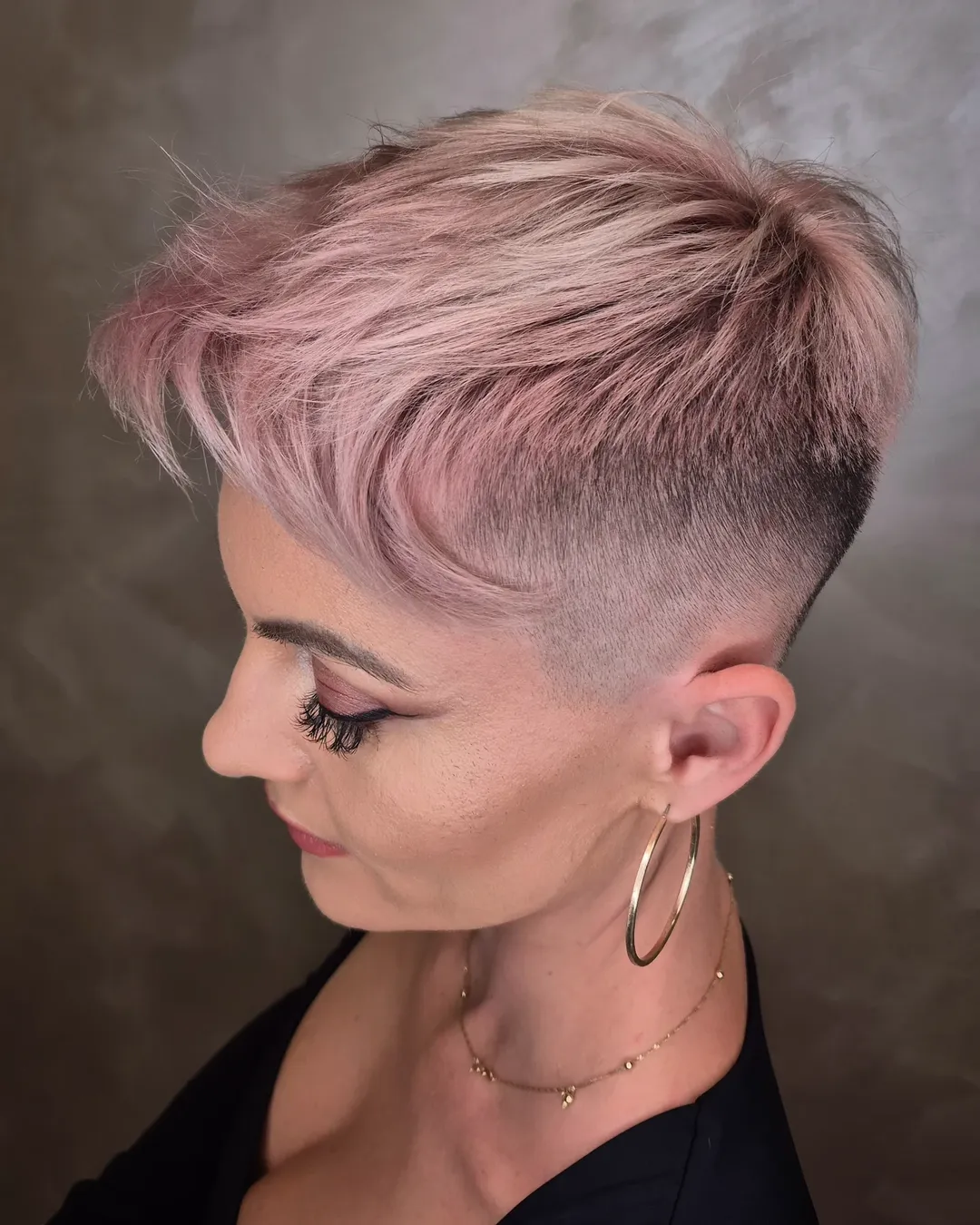 Soft Pink Asymmetrical Undercut Pixie