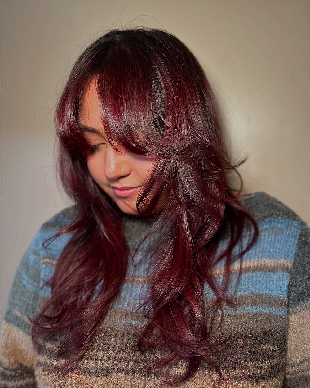 Vibrant Cherry Chocolate Tousled Waves